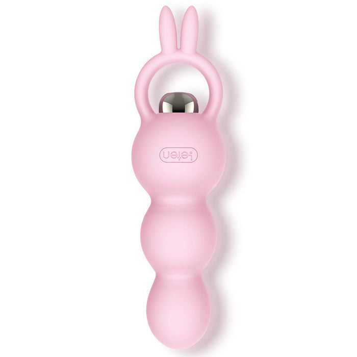 Vibrating Cute Pink Silicone Butt Plug with Finger Loop