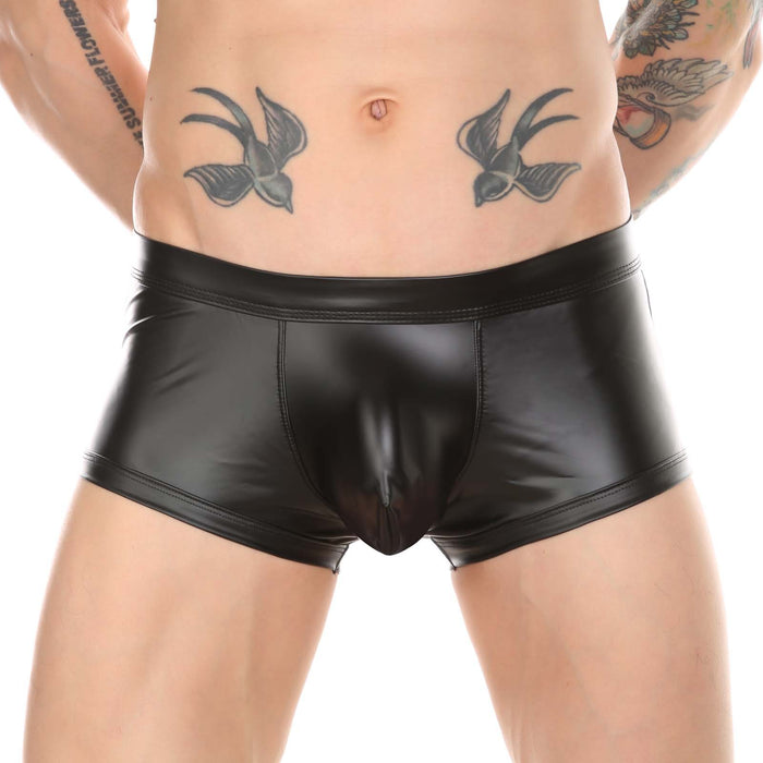 Sexy PU Leather Open Butt Thong Shorts Underwear