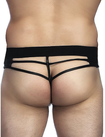 Man Faux Leather Strappy Thong Panties Underwear
