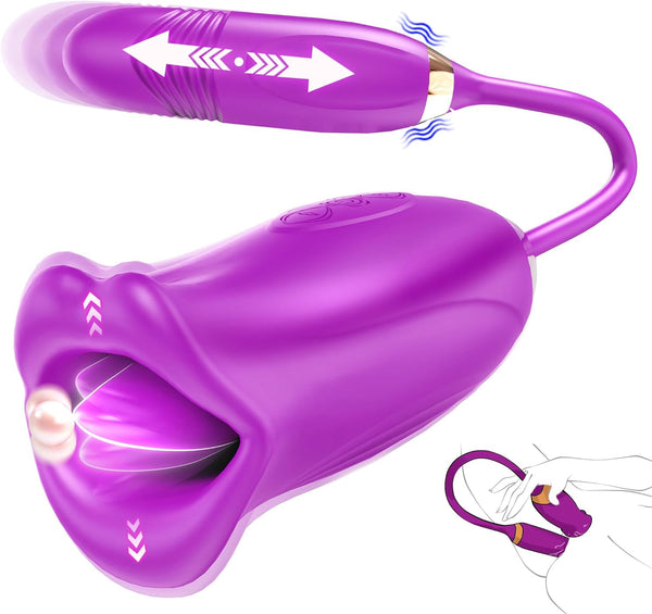 Thrusting Dildo & Kissing with Vibrating Tongue