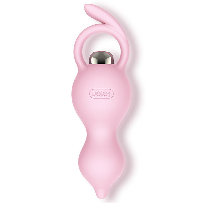 Vibrating Cute Pink Silicone Butt Plug with Finger Loop