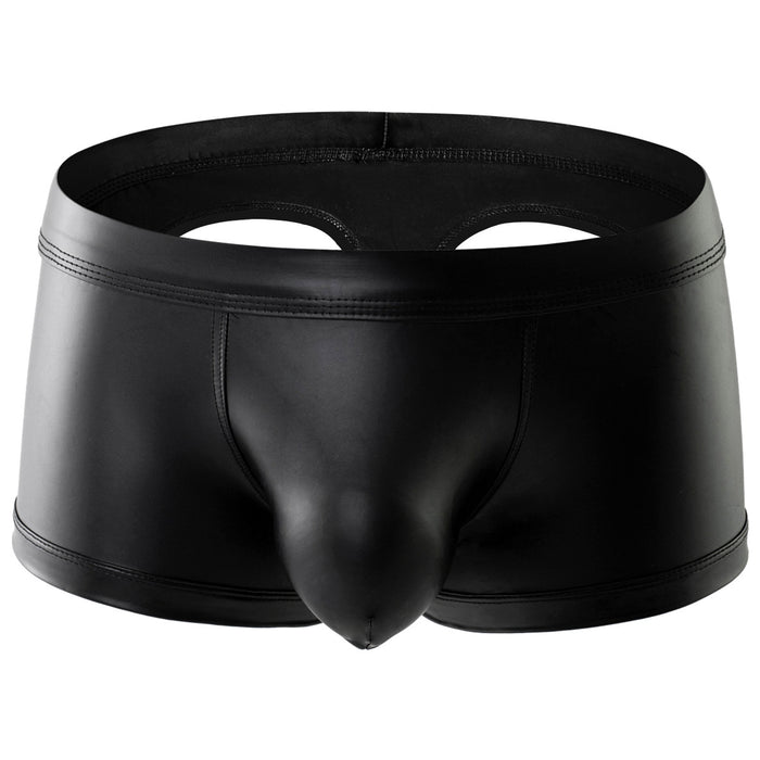 Sexy PU Leather Open Butt Thong Shorts Underwear